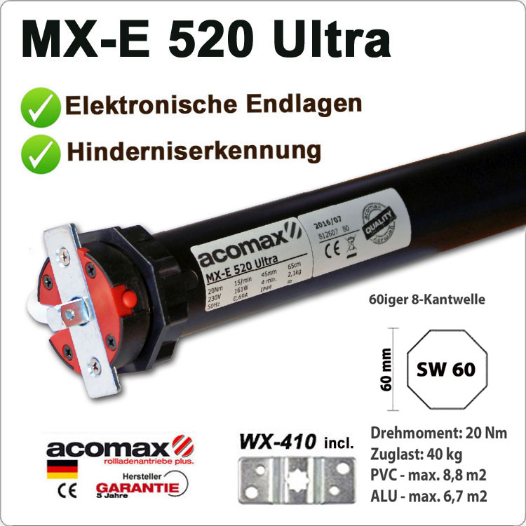 ACOMAX Rohrmotor MX-E 520 Ultra E 20Nm - 230V / 50HZ ACOMAX Rohrmotor MX-E 520 Ultra E 20Nm - 230V / 50HZ von ACOMAX