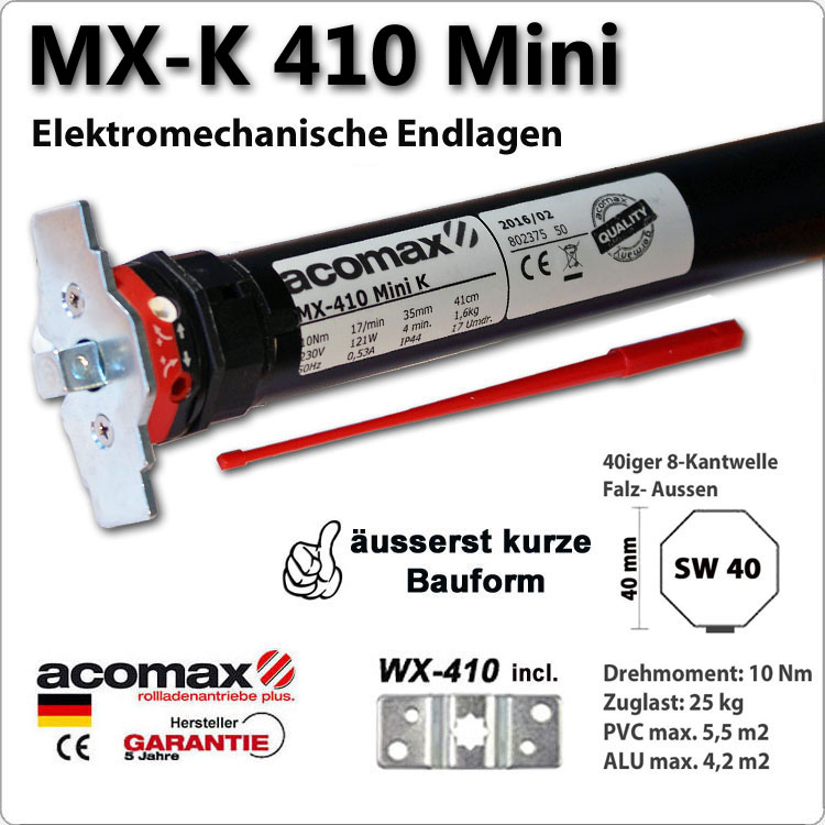 ACOMAX Rohrmotor MX-K-410 Min 10Nm - 230V / 50HZ von ACOMAX
