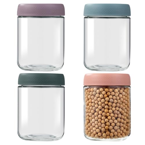 4 Stück 500ml Einmachgläser mit Auslaufsicher Schraubdeckel, Overnight Oats Gläser, Porridge, Mealprep Gläser, für Joghurt, Pudding, Hausgemachte Marmelade, Chutney, Einlegen von ACOMTUO