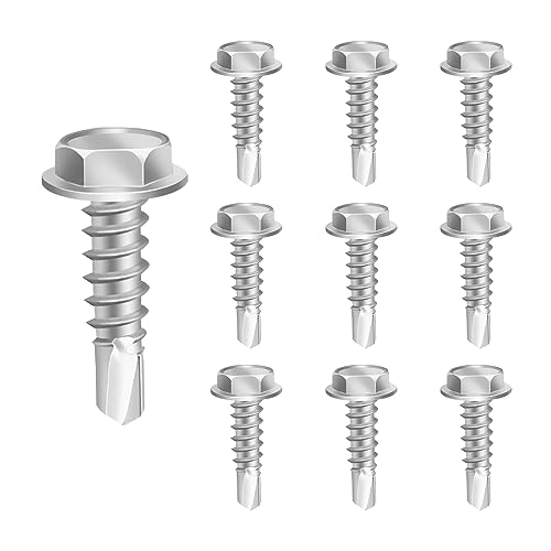 150 Stück Selbstschneidende Schrauben, 410 Edelstahl Blechschrauben, M4.2 Hexagon Bohrschrauben mit Box, 16mm, Trapezblech Selbstschneidend für Blechschrauben Karosserie Dachblech Alu Blech von ACONDE