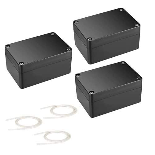 3 Stück Abzweigdose Wasserdicht, Verteilerdose Außen IP66, Schwarz Electronic Projekt Box, Elektrozubehör Gehäuse Kunststoff, 100 x 68 x 50 mm von ACONDE