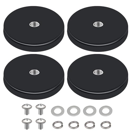 4 Stück Neodym Magnete Gummiert, Gummi Runde Magnete, Magnetsysteme, mit M4 Gewinde, für Schrauben Öse oder Haken von ACONDE