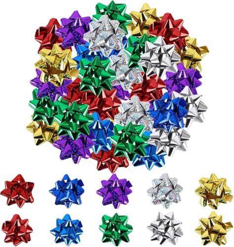 60 Stück Geschenk-Schleifen, 5 cm Bunt Geschenkschleifen, Selbstklebend Kleine Dekoschleifen, Dekorative Schleifen für Geburtstag Geschenke, Geschenkschleifen, für Partys und Veranstaltungen von ACONDE