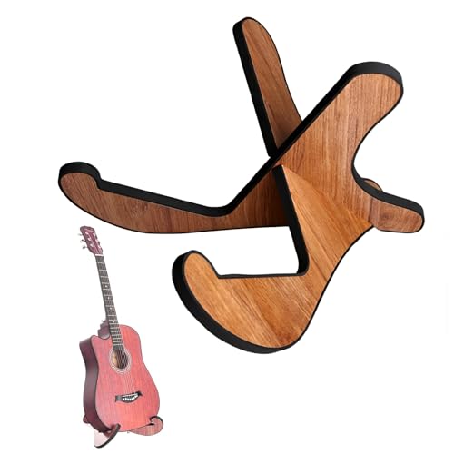 ACONDE Gitarrenständer Holz, Gitarrenhalterung, Tragbare Faltbarer X-förmiges Gestell, Universal Anti-Rutsch Gitarren Ständer mit weichen Lederkanten, für Akustikgitarre, E-Gitarre & Bassgitarre von ACONDE