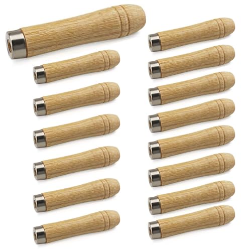 ACONDE Holzfeilengriff, Feilenheft mit Starken Metallkrage, für Holzbearbeitung, Schreiner, Werkzeugwartung 6 mm Loch, LäNge 105 mm, 15 Stück von ACONDE