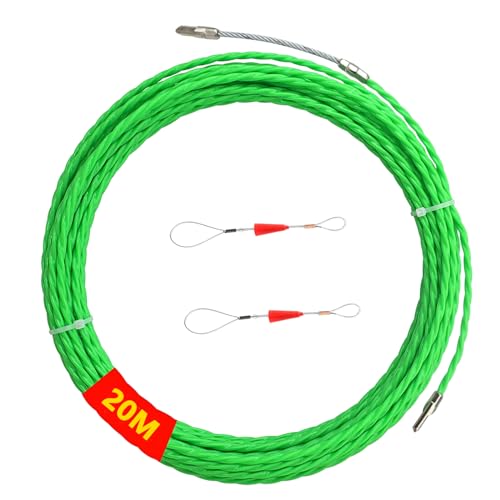 Kabeleinziehhilfe, 20 m Einziehspirale Zugdraht mit 2 Führungsfeder, Einziehband φ4 mm Kabeleinzug, Einziehhilfen in ideales, Einzugsband zur Kabelverlegung Leerrohre von ACONDE