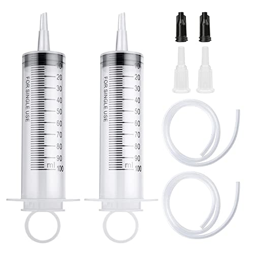 Kunststoff Spritze, 2 Stück 100ML Spritzen Set mit Schlauch für Wissenschaftslabore, Fabriken und Den Täglichen Gebrauch von ACONDE