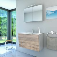 Acquavapore - Badmöbel Set Gently 1 V1 Weiß/Eiche mdf Waschtisch 80cm nein ohne LED-Beleuchtung von ACQUAVAPORE