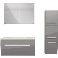 Acquavapore - Badmöbel Set Gently 3 V2-R Weiß/Grau Badezimmermöbel Badspiegel Waschtisch 80 cm ohne LED-Beleuchtung von ACQUAVAPORE