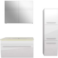 Acquavapore - Badmöbel Set Gently 3 V2-R Weiß Badezimmermöbel Badspiegel Waschtisch 70 cm mit 1x 5W LED-Strahler von ACQUAVAPORE
