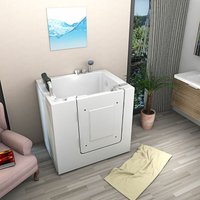 Sitzwanne Whirlpool Badewanne mit Tür S02WP-B 100x78cm - Weiß von ACQUAVAPORE