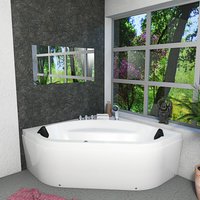 Whirlpool Pool Badewanne Eckwanne Wanne W20 140x140cm mit Farblichtherapie - Weiß von ACQUAVAPORE