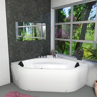 Whirlpool Pool Badewanne Eckwanne Wanne W20R 140x140cm mit Radio und Farblicht - Weiß von ACQUAVAPORE