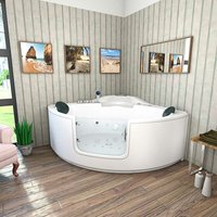 Whirlpool Pool Badewanne Eckwanne Wanne W60 140x140cm mit Tür Walk-in-Pool - Weiß von ACQUAVAPORE