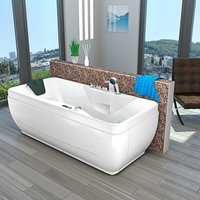 Whirlpool Pool Badewanne Wanne W49-PL 170x80cm mit Farblichtherapie - Weiß von ACQUAVAPORE