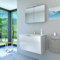 Badmöbel Set Gently 1 V1 Weiß mdf Waschtisch 80cm mit 5W LED-Strahler / Energiebox - Weiß von ACQUAVAPORE