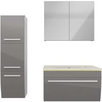 Badmöbel Set Gently 3 V2-L Weiß/Grau Badezimmermöbel Badspiegel Waschtisch 70 cm mit 1x 5W LED-Strahler von ACQUAVAPORE