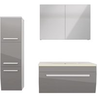 Acquavapore - Badmöbel Set Gently 3 V2-L Weiß/Grau Badezimmermöbel Badspiegel Waschtisch 80 cm ohne LED-Beleuchtung von ACQUAVAPORE