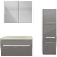 Badmöbel Set Gently 3 V2-R Weiß/Grau Badezimmermöbel Badspiegel Waschtisch 70 cm mit 1x 5W LED-Strahler von ACQUAVAPORE