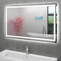 Acquavapore - Badspiegel, Badezimmer Spiegel, Leuchtspiegel mit Spiegelheizung 120x70cm LSP02 mit Spiegelheizung - Silber von ACQUAVAPORE