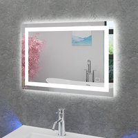 Badspiegel, Badezimmer Spiegel, Leuchtspiegel mit Spiegelheizung 70x50cm LSP03 mit Spiegelheizung - Silber von ACQUAVAPORE