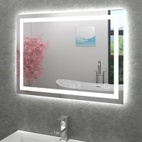 Badspiegel, Badezimmer Spiegel, Leuchtspiegel mit Spiegelheizung 80x60cm LSP03 mit Spiegelheizung - Silber von ACQUAVAPORE