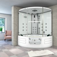Dampfdusche Whirlpool Dusche Duschkabine K70-WS-EH 150x150cm - Weiß von ACQUAVAPORE