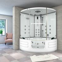 Dampfdusche Whirlpool Dusche Duschkabine K70-WS-TH 150x150cm - Weiß von ACQUAVAPORE