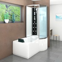 Kombination Badewanne Dusche K50-L01 Duschtempel 170x100 cm - Weiß von ACQUAVAPORE