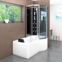 Kombination Badewanne Dusche K50-L31-EC Duschtempel 170x100 cm - Schwarz von ACQUAVAPORE