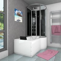 Acquavapore - Kombination Badewanne Dusche K50-L32 Duschtempel 170x100 cm - Schwarz von ACQUAVAPORE