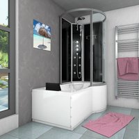 Kombination Badewanne Dusche K50-L32-EC Duschtempel 170x100 cm - Schwarz von ACQUAVAPORE