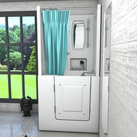 Seniorendusche und Kombination Wanne mit Whirlpool S02D-WP-TH-C 100x78x205cm - Weiß von ACQUAVAPORE