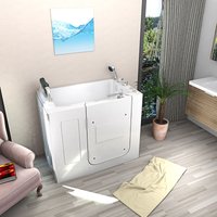 Sitzwanne Whirlpool Badewanne mit Tür S08WP-B 110x68cm - Weiß von ACQUAVAPORE