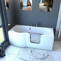 Seniorenwanne mit Tür Whirlpool S12-TH-AIR-R Badewanne 85x170cm - Weiß von ACQUAVAPORE