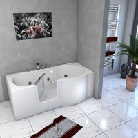 Seniorenwanne mit Tür Whirlpool S12-TH-WP-L Badewanne 170x85cm - Weiß von ACQUAVAPORE