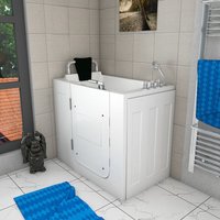 Sitzbadewanne Senioren Wanne Sitzwanne mit Tür S08-TH-A 68x110cm - Weiß von ACQUAVAPORE