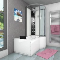 Kombination Badewanne Dusche K50-L02 Duschtempel 170x100 cm - Weiß von ACQUAVAPORE