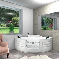 Whirlpool Pool Badewanne Eckwanne Wanne W70H-SC 150x150cm mit Tür Walk-in-Pool - Weiß von ACQUAVAPORE