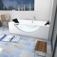 Whirlpool Pool Badewanne Eckwanne Wanne W81-C 180x90cm mit Farblichtherapie - Weiß von ACQUAVAPORE