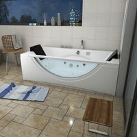 Whirlpool Pool Badewanne Eckwanne Wanne W81-TH-C 180x90cm mit Farblichtherapie - Weiß von ACQUAVAPORE