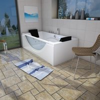 Whirlpool Pool Badewanne Eckwanne Wanne W81R-A 90x180cm mit Radio und Farblicht - Weiß von ACQUAVAPORE