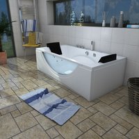 Whirlpool Pool Badewanne Wanne W81R-B 180x90cm mit Radio und Farblicht - Weiß von ACQUAVAPORE