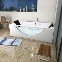 Whirlpool Pool Badewanne Eckwanne Wanne W81R-C 180x90cm mit Radio und Farblicht - Weiß von ACQUAVAPORE