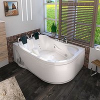 Whirlpool Topausstattung Pool Badewanne Eckwanne Wanne W23H-TH-R 120x182cm - Weiß von ACQUAVAPORE