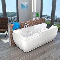 Whirlpool Vollausstattung Pool Badewanne Wanne W49H-PR 170x80cm mit Heizung - Weiß von ACQUAVAPORE