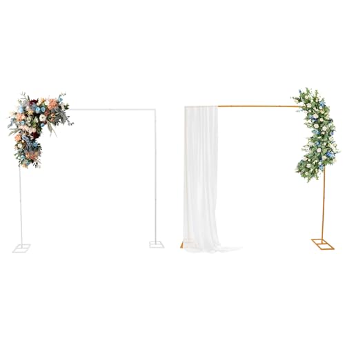 ACROSSPART 2.4 * 2.4m Metall Hochzeitsbogen Rechteck Hochzeitsbogen Gestell Hochzeit Hintergrund Stand Ballonbogen Gestell Hochzeit Bogen Stand (Gold) von ACROSSPART