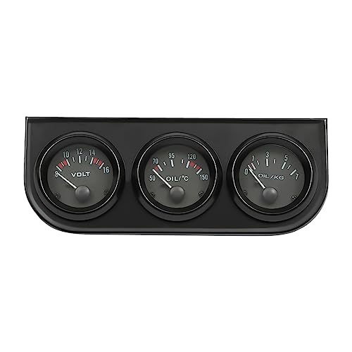 ACROSSPART 3-in-1 52mm Zusatzinstrumente Multifunction Gauge DC 12V Öltemperaturmesser Öldruckanzeige Voltmeter Zusatzinstrumente für Autos und SUVs von ACROSSPART