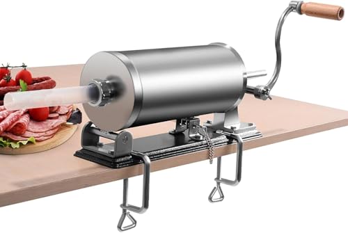 ACROSSPART 3L Wurstfüller Manuell Wurstmaschine aus Edelstahl Wurstpresse mit Tischklemme Sausage Stuffer mit 4 Füllrohre Wurstmaschine für Hausgemachte von ACROSSPART