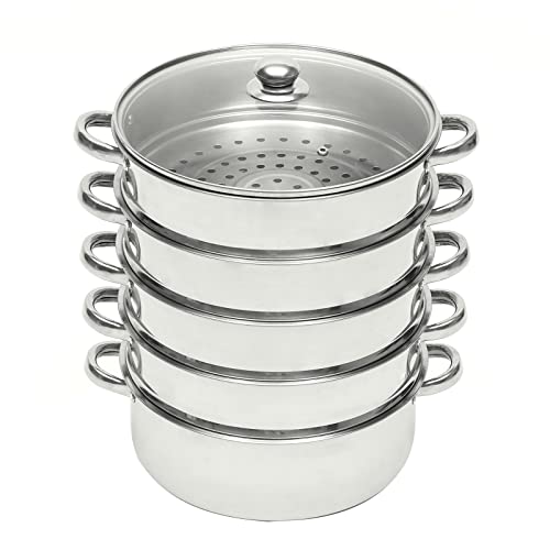 ACROSSPART Dampfgarer mit 5 Edelstahlbehälter Kochtopf Dampfkocher mit Glasdeckel Dämpfeinsatz 24cm Dampfkocher Edelstahl Durchmesser Servierpfanne mit 4 Dampfeinsätzen 3/5 Lagige ACROSSPART Dampfgarer mit 5 Edelstahlbehälter Kochtopf Dampfkocher mit Glasdeckel Dämpfeinsatz 24cm Dampfkocher Edelstahl Durchmesser Servierpfanne mit 4 Dampfeinsätzen 3/5 Lagige von ACROSSPART